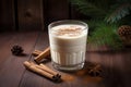 Eggnog cinnamon Christmas beverage. Generate ai