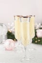 Eggnog in Fluted Crystal Glasses Royalty Free Stock Photo