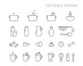 Eggnog, icons set for cooking recipe. Pictograms for preparation of hot homemade drink on stove. Milk, cream, eggs, spice, alcohol