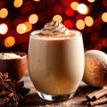 Eggnog, traditional Christmas seasonal celebration drink of liquor eggs and milk