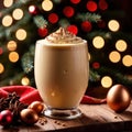 Eggnog, traditional Christmas seasonal celebration drink of liquor eggs and milk