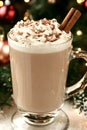 Eggnog with Whipped Cream and Cinnamon Sticks