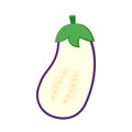 Cartoon eggplant emoji icon, aubergine symbol.