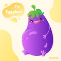 Eggplant, aubergine vector. Eggplant, aubergine cartoon character vector illustration. Cartoon eggplant, aubergine