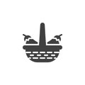 Eggplant basket vector icon