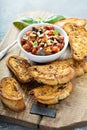 Eggplant caponata with garlic bread Royalty Free Stock Photo