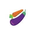 Eggplant and carrot flat icon