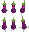 Vector illustration of eggplant cute characters