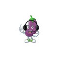 Eggplant cute cartoon character design with headphone