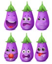 Eggplant emoji cartoon character set. Various emotions. Passion, Bdsm, fear, crazy, mad, insult