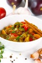 Eggplant food with tomato and pepper Royalty Free Stock Photo