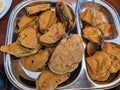 Eggplant fries tempura snack with chick pea flour dipping Royalty Free Stock Photo