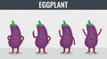 Eggplant. Funny cartoon vegetables. Organic food. Vector