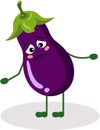 Eggplant funny mascot feeling sad