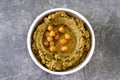 Eggplant hummus with olive oil. Healthy organic food.