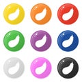 Eggplant icons set 9 colors isolated on white. Collection of glossy round colorful buttons. Vector illustration for any design Royalty Free Stock Photo