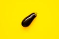 Eggplant isolated in yellow background viewed from above - flatlay look