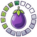 Eggplant Loading Icon with Progress Indicator Around it - Cartoon Style Illustration Royalty Free Stock Photo