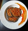 Eggplant Parmesan with tomato sauce