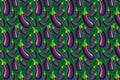 Eggplant pattern on green. Bright food pattern