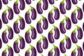 Eggplant pattern on white. Bright food pattern