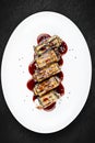Eggplant rolls with eel. Isolated on a white background Royalty Free Stock Photo