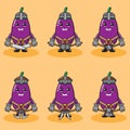 Eggplant Knight dual weapon set .Hand down pose. Royalty Free Stock Photo
