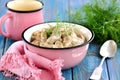 Eggplant stewed in cream like mushrooms. Royalty Free Stock Photo