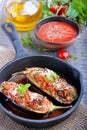 Eggplant stuffed with meat, rice and vegetables Royalty Free Stock Photo