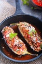 Eggplant stuffed with meat, rice and vegetables Royalty Free Stock Photo