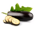 Eggplant vegetable fruits with cut isolated Royalty Free Stock Photo