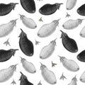 Eggplant vegetable hand drawn seamless pattern