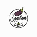 Eggplant vegetable logo. Round linear of eggplant