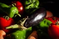 eggplant vegetable mix on black Royalty Free Stock Photo