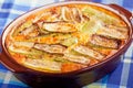 Eggplant, zucchini and cheese casserole