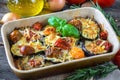 Eggplant,zucchini and tomato with mozzarella