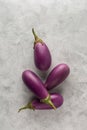 Eggplants or brinjal on a white textured surface Royalty Free Stock Photo