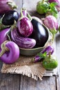 Eggplants of different variety on the table