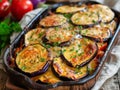 Eggplants fried in steaming hot oil and covered with cheese
