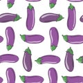 Eggplants grid seamless pattern