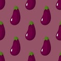 Eggplants purple seamless pattern