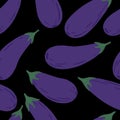 Eggplants Seamless Pattern on Black Background illustration