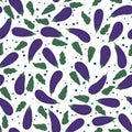 Eggplants seamless pattern. Violet aubergines wallpaper illustration