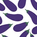 Eggplants Seamless Pattern on White Background Illustration