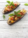Eggplants stuffed with cheese and vegetables