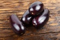 Eggplants on a wooden table Royalty Free Stock Photo