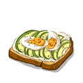 Eggs and avocado toast Yummy easy snack or breakfast and lunch