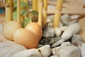Eggs on a background of stone at the park Royalty Free Stock Photo