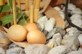 Eggs on a background of stone at the park Royalty Free Stock Photo