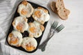 Eggs baked in a bread Royalty Free Stock Photo